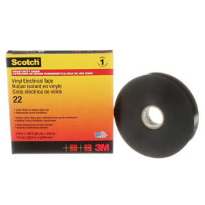 3M 22 Series PVC Electrical Tape 3/4 in x 36 yd 10 mil Black