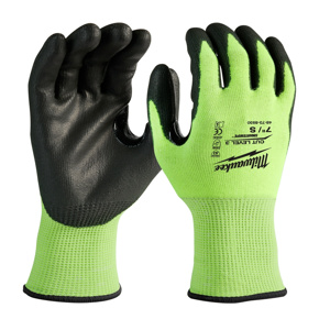 Milwaukee SMARTSWIPE™ Polyurethane-dipped Gloves Small High Visibility Yellow<multisep/>Yellow Nitrile, Polyethylene, Polyurethane