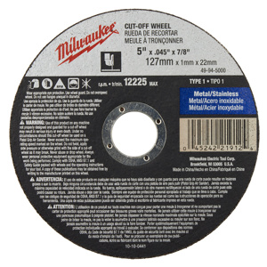 Milwaukee Cut-off Wheels 5 x 0.045 x 7/8 in T1