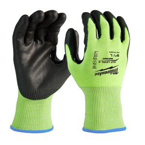 Milwaukee SMARTSWIPE™ Polyurethane-dipped Gloves Large High Visibility Yellow<multisep/>Yellow Nitrile, Polyethylene, Polyurethane