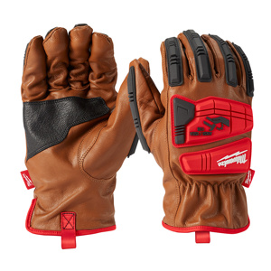 Milwaukee Impact-resistant Leather Gloves 2XL Red<multisep/>Brown<multisep/>Black Goatskin Leather