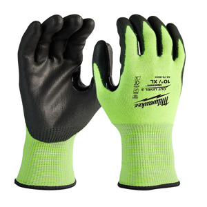 Milwaukee SMARTSWIPE™ Polyurethane-dipped Gloves XL High Visibility Yellow<multisep/>Yellow Nitrile, Polyethylene, Polyurethane