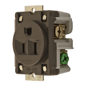 Hubbell Wiring Straight Blade Single Receptacles