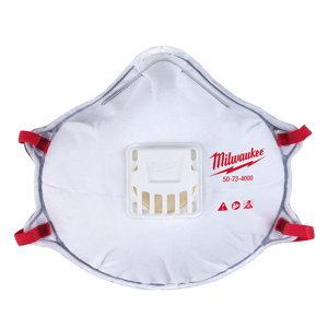 Milwaukee N95 Valved and Gasketed Respirators N95 Adjustable Strap Polypropylene, Foam White