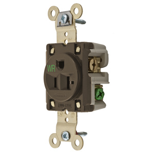 Hubbell Wiring Straight Blade Single Receptacles