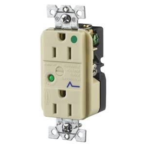 Hubbell Wiring Straight Blade Surge Protection Decorator Duplex Receptacles
