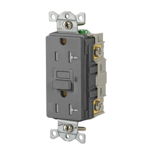 Hubbell Wiring Autoguard® GFRTW20 Series Duplex GFCIs 20 A 5-20R Gray Tamper-resistant, Weather-resistant