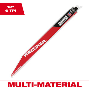 Milwaukee SAWZALL® Reciprocating Saw Blades 1 Piece 6 TPI 12 in Multi-material Demo, Fang Tip
