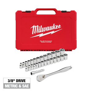 Milwaukee Metric / SAE Socket Sets Standard 3/8 in 29 Piece