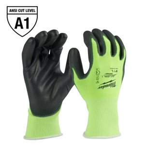 Milwaukee SMARTSWIPE™ Polyurethane-dipped Gloves Large High Visibility Yellow<multisep/>Black Nitrile, Polyethylene, Polyurethane