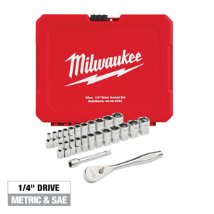 Milwaukee Metric / SAE Socket Sets Standard 1/4 in 25 Piece