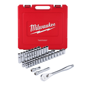 Milwaukee Metric / SAE Socket Sets Deep/Standard 1/2 in 47 Piece