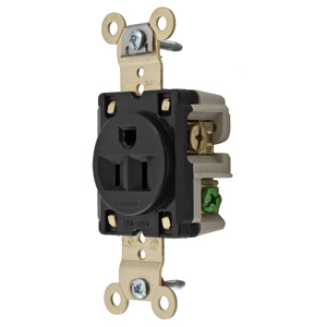 Hubbell Wiring Straight Blade Single Receptacles