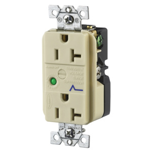 Hubbell Wiring Straight Blade Surge Protection Decorator Duplex Receptacles