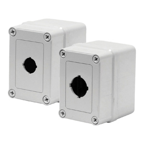 VM Pushbutton Flat Opaque Screw Cover Type 4X, 4.36x3.18x3.66, Lt Gray, Polyester, PBM