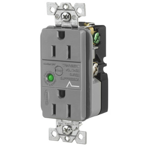 Hubbell Wiring Straight Blade Surge Protection Decorator Duplex Receptacles