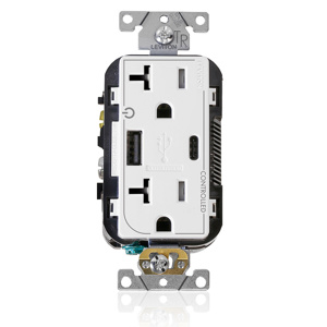 T5833-2W 20A MARKED CNTRLD USB AC RCPT