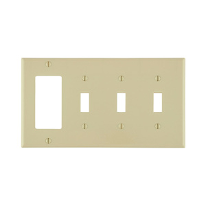 Leviton Standard Decorator Toggle Wallplates 4 Gang Ivory Thermoset Plastic Device