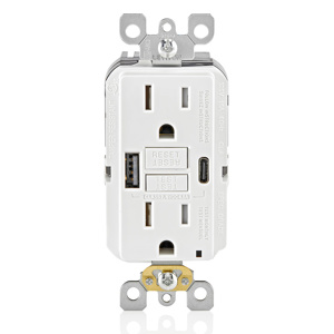 GUAC1W 15ATYPE A/C USB GFCI CMBO RC
