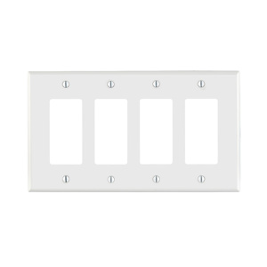 Leviton Midsized Decorator Wallplates 4 Gang White Nylon Device