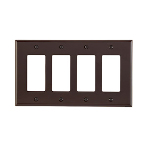 Leviton Midsized Decorator Wallplates 4 Gang Brown Nylon Device