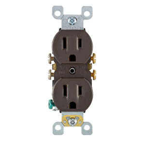 Leviton 5320 Series Duplex Receptacle with Ears 15 A 125 V 2P3W Brown