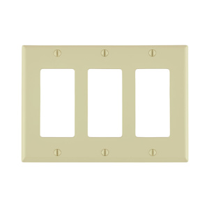Leviton Standard Decorator Wallplates 3 Gang Ivory Nylon Device