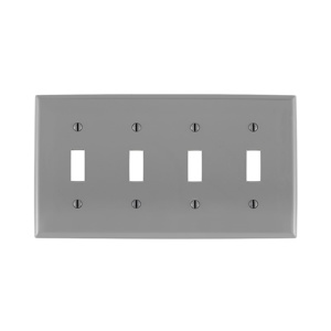 Leviton Standard Toggle Wallplates 4 Gang Gray Nylon Device