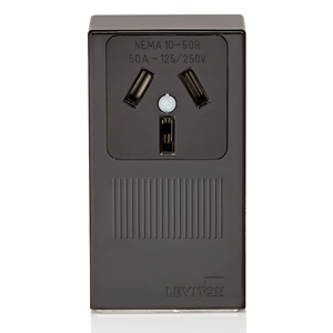 Leviton 5050 Series Single Receptacles 50 A 125/250 V 3P3W 10-50R Industrial Black