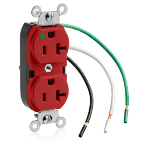8300-LR DPLX REC W/LEADS RED 20A 125V