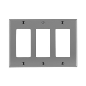 Leviton Standard Decorator Wallplates 3 Gang Gray Nylon Device