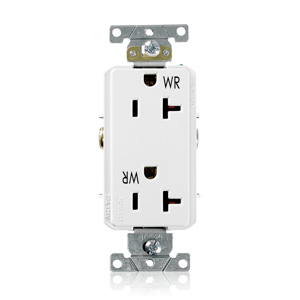 <em class="search-results-highlight">Leviton</em> WDR20 Series Duplex Receptacles 20 A 125 V 2P3W 5-20R Heavy-Duty Industrial Specification Grade Decora® Plus Weather-resistant White