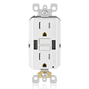Leviton SmartlockPro® GUSB1 Series GFCI Receptacle Outlets 15 A White