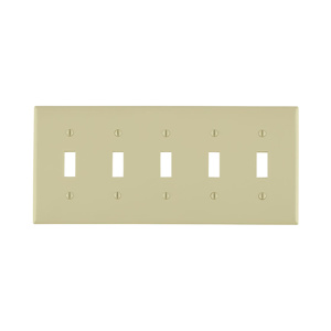 Leviton Standard Toggle Wallplates 5 Gang Ivory Nylon Device