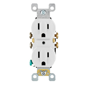 Leviton 5320 Series Duplex Receptacle with Ears 15 A 125 V 2P3W 5-15R Residential White