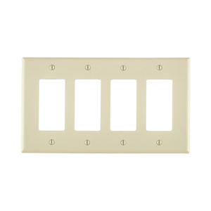 Leviton Midsized Decorator Wallplates 4 Gang Almond Nylon Device