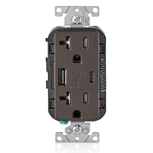 T5833-B USB TYPE A/C TAMPER RECP BROWN