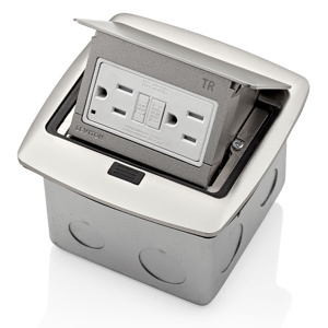Leviton SmartlockPro® GFCI Receptacle Pop-up Floor Boxes 15 A 5-15R Nickel Tamper-resistant