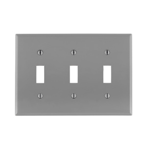 Leviton Standard Toggle Wallplates 3 Gang Gray Nylon Device