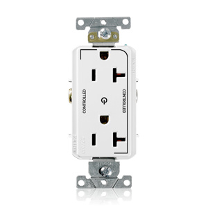 Leviton 16352 Series Self Controlled Duplex Receptacles 20 A 125 V 2P3W 5-20R Heavy-Duty Industrial Specification Grade Decora® White