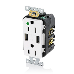 T5632-HGW DPLX RCPT 15A USB HG