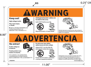Designer Decal PGE Safety Signs Warning Advertencia Orange/White