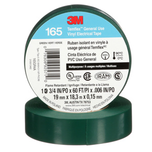 3M 165 Series Vinyl Electrical Tape 3/4 in x 60 ft 6 mil Green