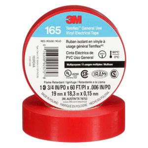 3M 165 Series Vinyl Electrical Tape 3/4 in x 60 ft 6 mil Red