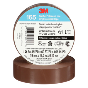 3M 165 Series Vinyl Electrical Tape 3/4 in x 60 ft 6 mil Brown