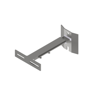 Steel conduit bracket supports conduit with 12" to 18" adjustable offset from pole. U-bolts (not supplied) support the conduit to the bracket.