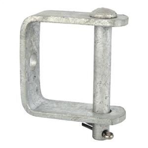 Clevis bracket for spool insulators used in secondary deadend applications. Used with ANSI Class 53-2 spool insulators. Replacement components: clevis pin - 450033P, cotter pin - 056747P.