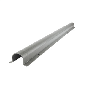 Cable guards protect telephone and powerlines where circuits transition from underground to overhead adjacent to the pole.