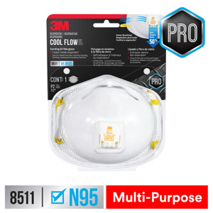 3M Comfort Plus Specialty Series Disposable Valved N95 Particulate Respirators N95 Two braided comfort straps, Dual point attachments 10 Per Box White