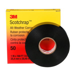 3M 50 Series Vinyl Corrosion Protection Tape 1 in x 100 ft 0.01 in Black